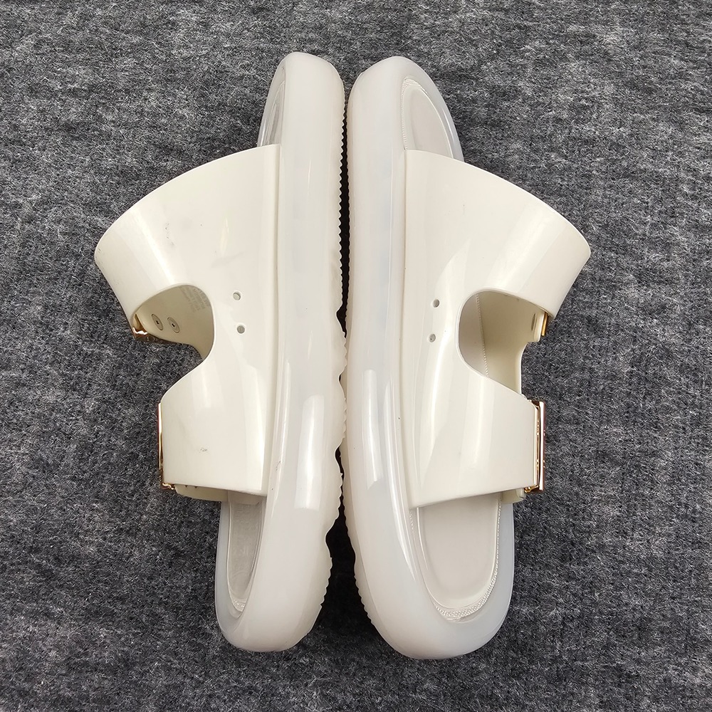 Tory Burch Buckle Bubble Jelly Slide Sandals Gold Logo New Ivory 8M - Picture 6 of 11